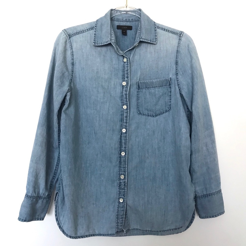 J. Crew Long Sleeve Chambray Button Down Shirt - Picture 2 of 8